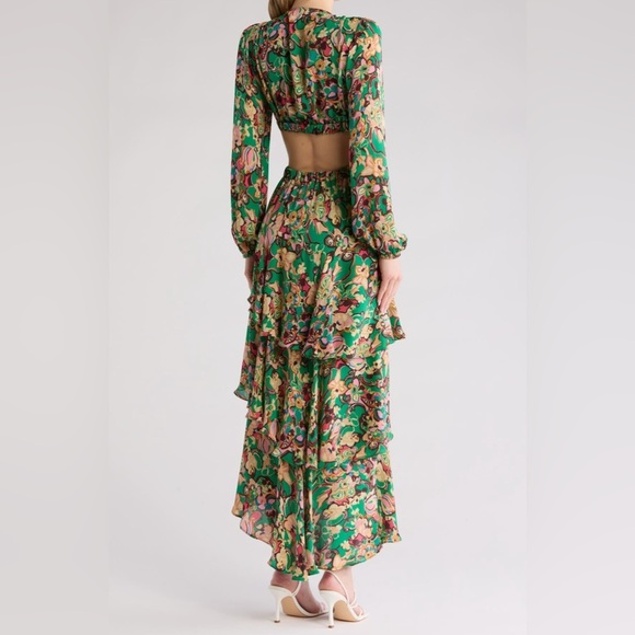 A.L.C. Bell Long Sleeve Layered Cutout Maxi Dress Emerald Multi SZ 2 NEW $1095! - Picture 4 of 12